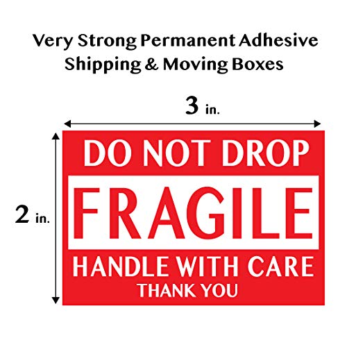 thumbnail image 2 of Family Cart Premium Fragile Stickers - Handle With Care Red Labels, 2x3 Inch, Do Not Drop 2 of 3